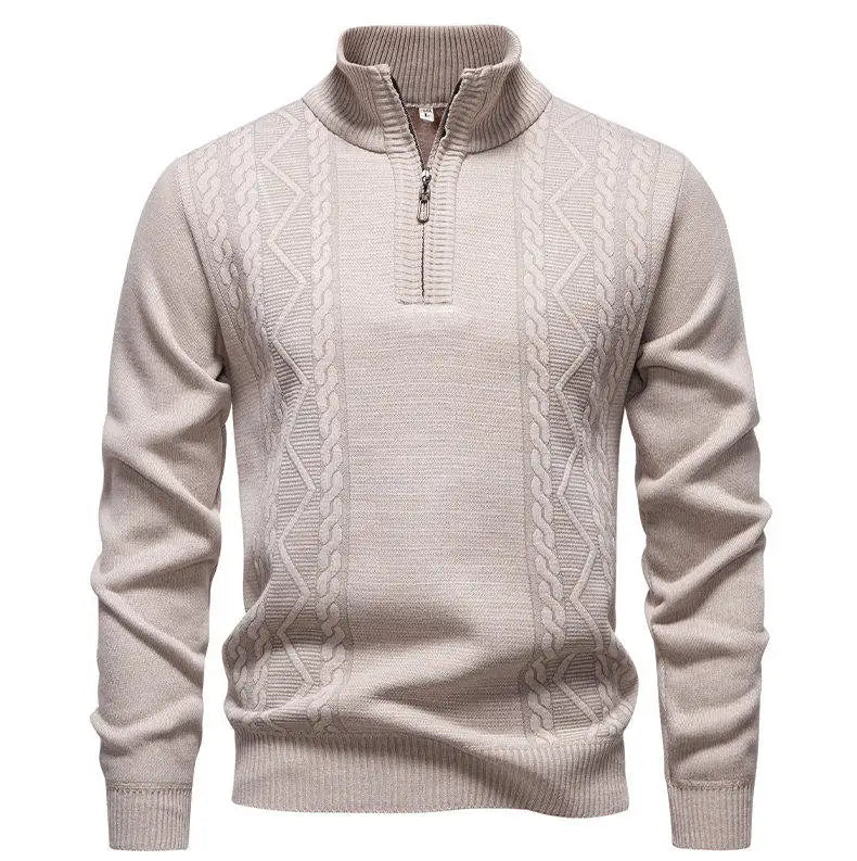 Winter Fleece-Lined Stand Collar Half-Zip Pullover