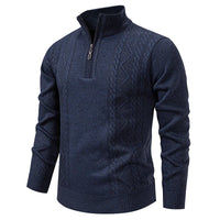 Winter Fleece-Lined Stand Collar Half-Zip Pullover