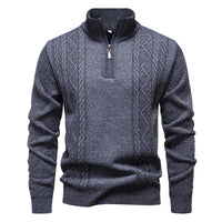 Winter Fleece-Lined Stand Collar Half-Zip Pullover