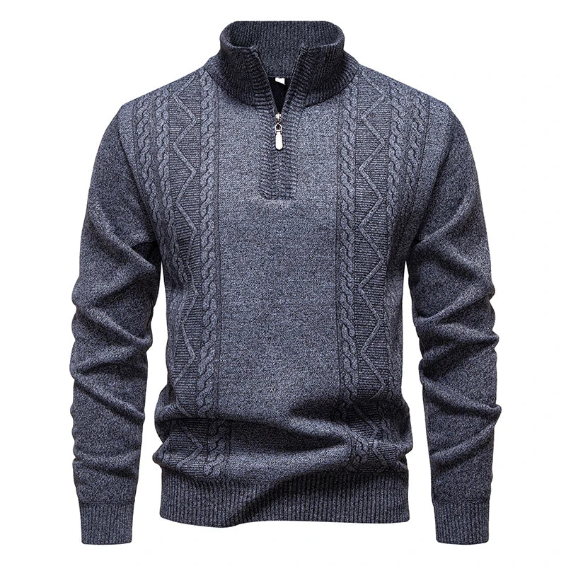 Winter Fleece-Lined Stand Collar Half-Zip Pullover