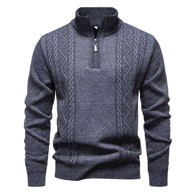 Winter Fleece-Lined Stand Collar Half-Zip Pullover