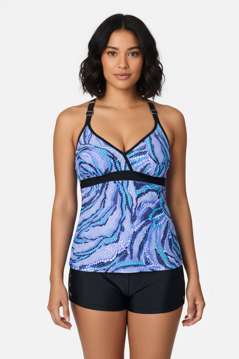 Women's Rose Bubbles Macrame Back Tankini Top