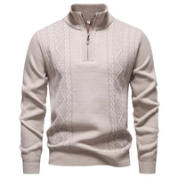 Winter Fleece-Lined Stand Collar Half-Zip Pullover