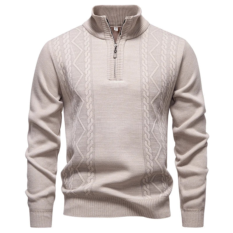 Winter Fleece-Lined Stand Collar Half-Zip Pullover