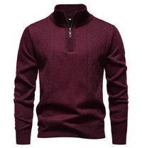 Winter Fleece-Lined Stand Collar Half-Zip Pullover