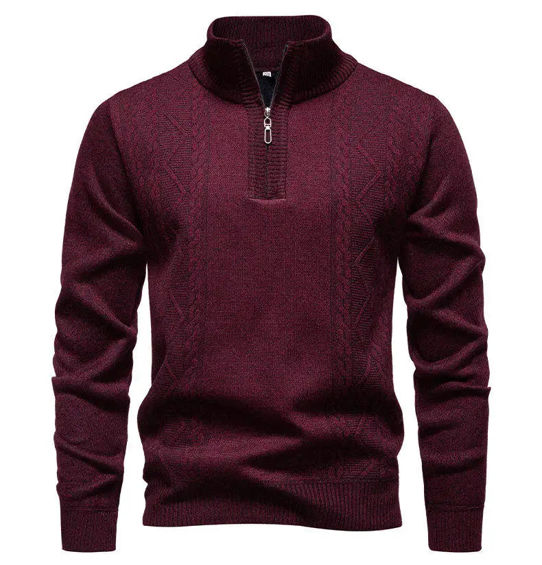 Winter Fleece-Lined Stand Collar Half-Zip Pullover