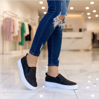 Glitter Flat Female Loafers Shoes Rose Gold/Black/Gold