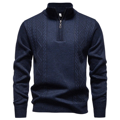 Winter Fleece-Lined Stand Collar Half-Zip Pullover