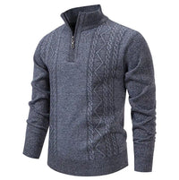 Winter Fleece-Lined Stand Collar Half-Zip Pullover