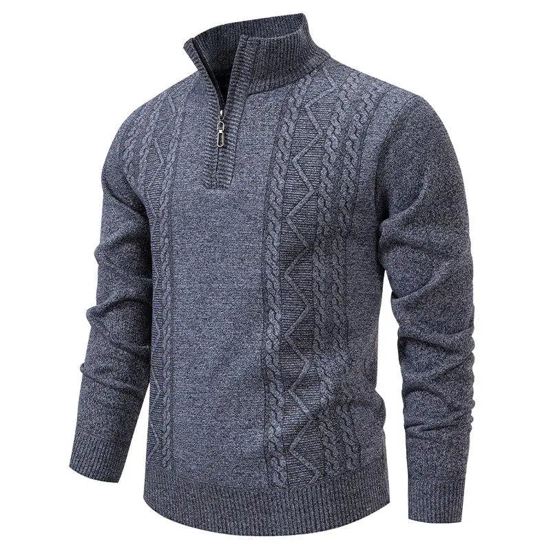 Winter Fleece-Lined Stand Collar Half-Zip Pullover