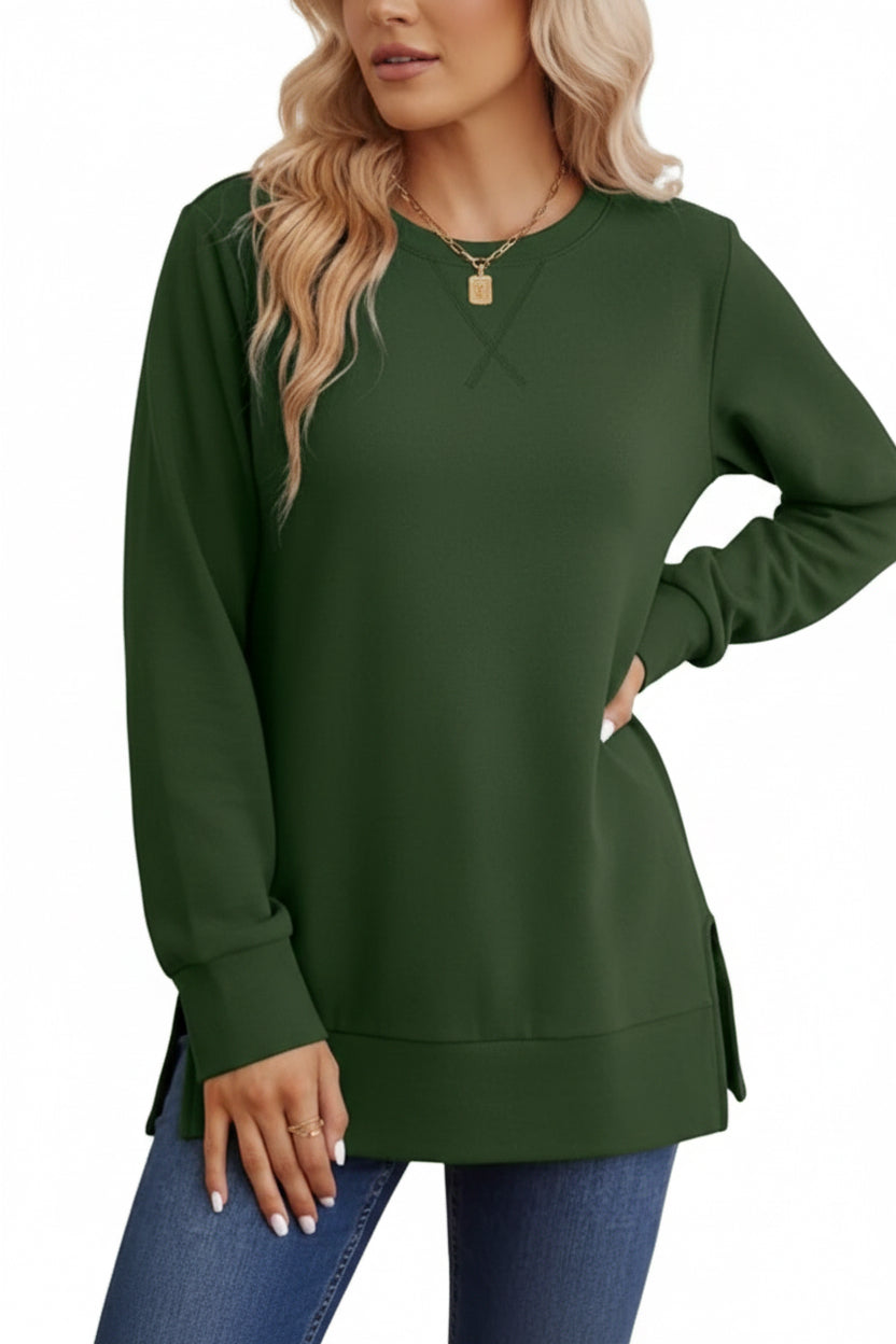 Womens Crew-Neck-Long-Sleeve T-Shirt.