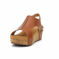 Ladies Sandals Casual Wedge Brown