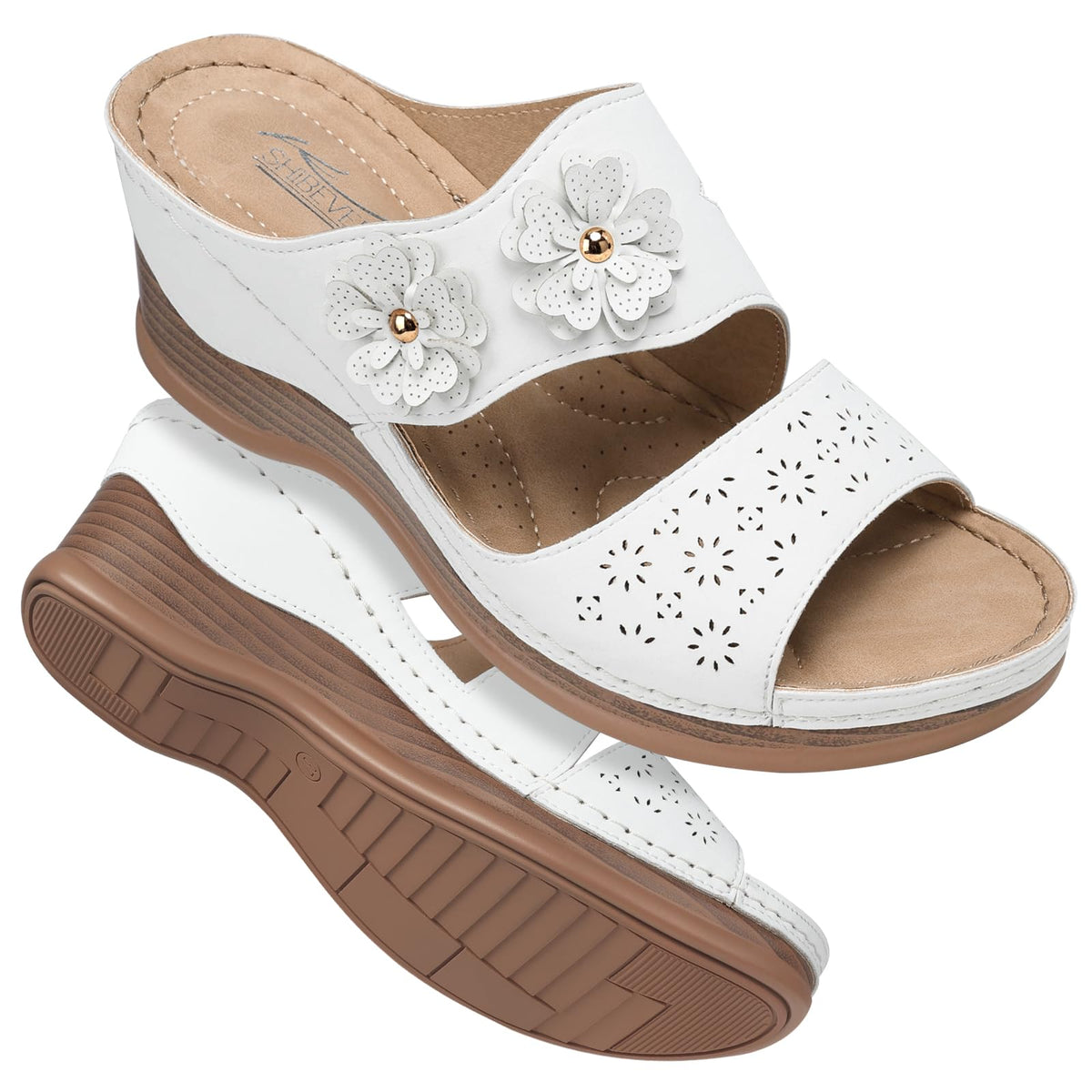 Bohemian Flower White Platform Sandals
