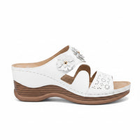 Bohemian Flower White Platform Sandals