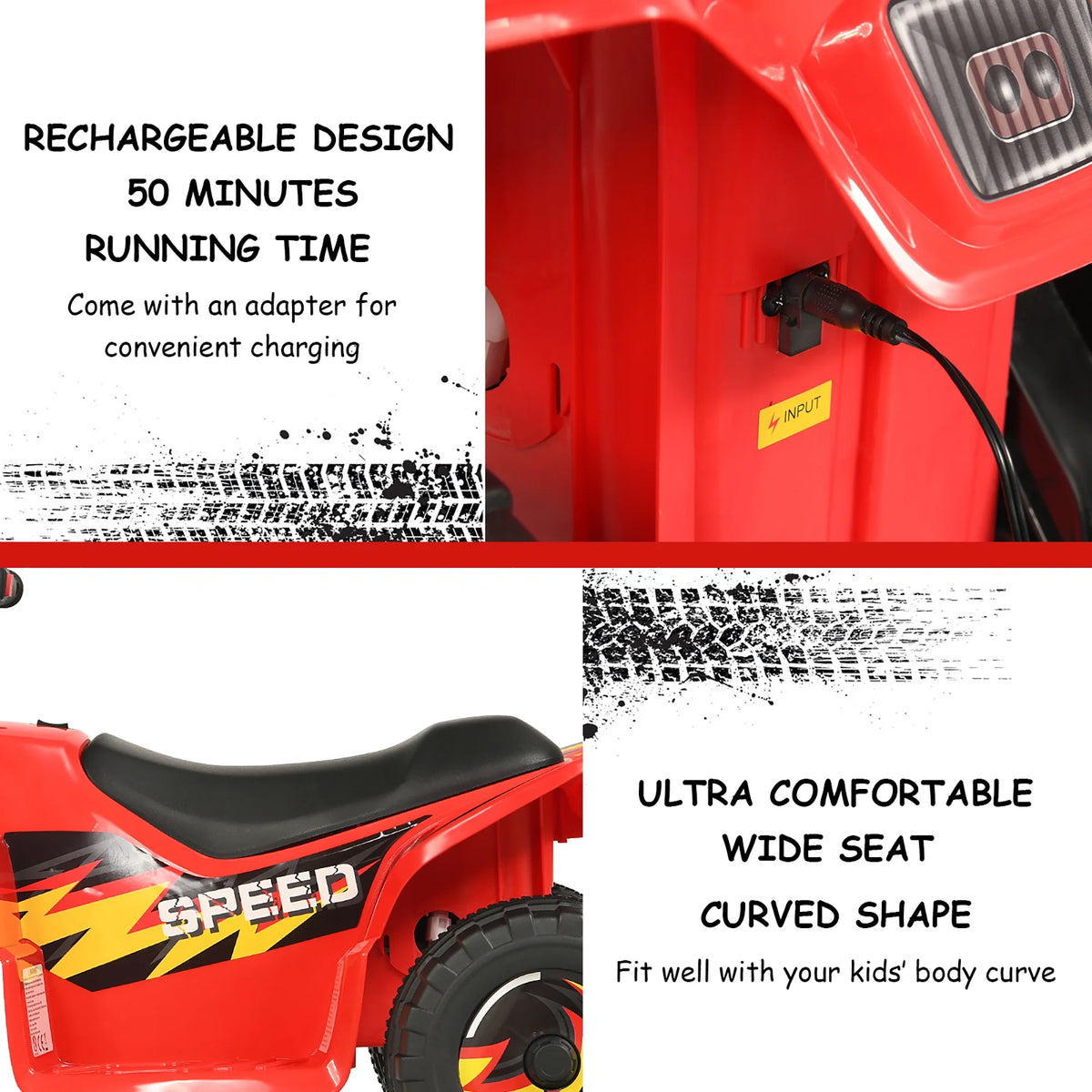 Costway 6V Kids Electric Quad ATV 4 Wheels Ride on Toy Toddlers Forward & Reverse Red