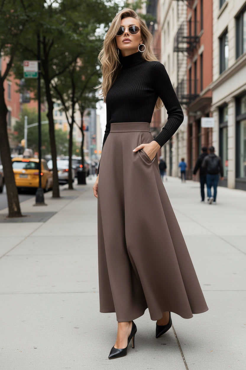 Solid-Color Skirt For Women