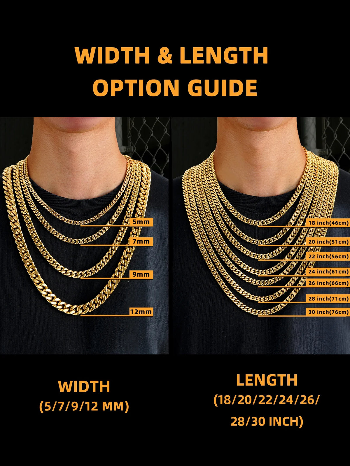 5Mm 18K Gold Filled Cuban Chain Necklaces, 30 Inch  Jewelry for Women
