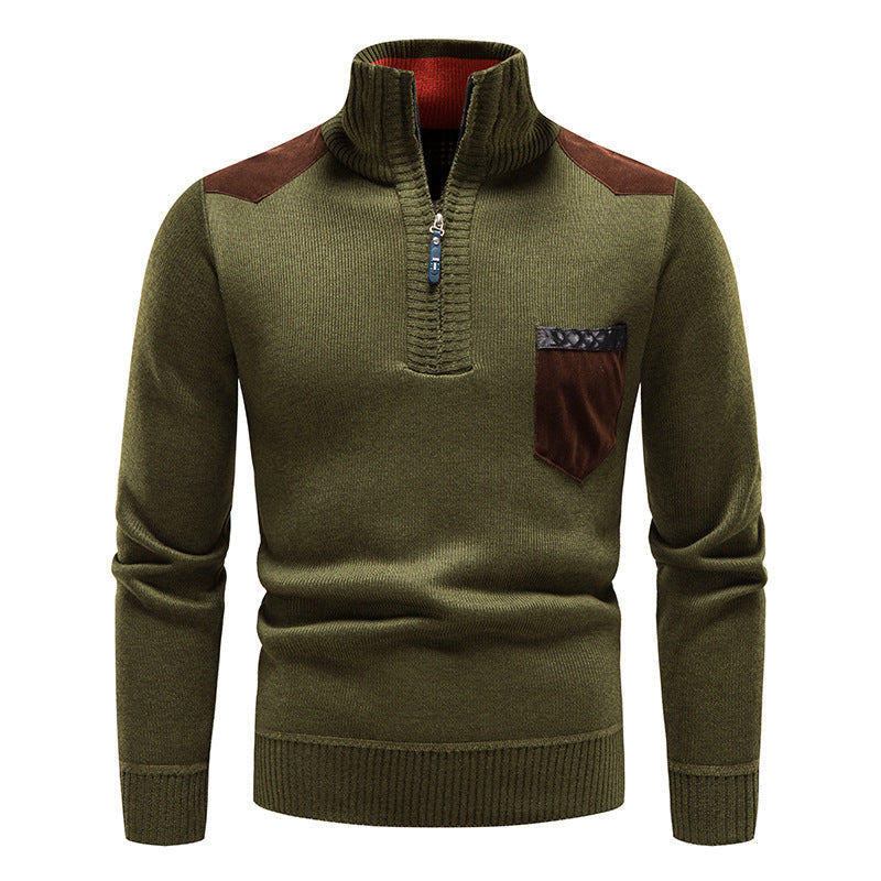 Men's  Neck Thickened Knit Pullover Sweater.