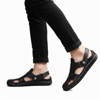 Men's Sandals Cowhide- Casual Beach Walking Shoes