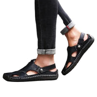 Men's Sandals Cowhide- Casual Beach Walking Shoes