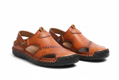 Men's Sandals Cowhide- Casual Beach Walking Shoes